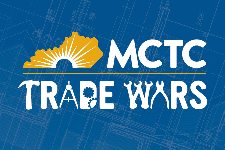 蜜桃视频 Trade wars logo on a blue schematic background.